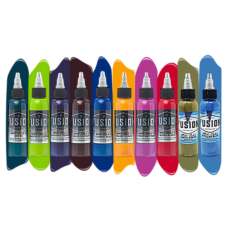 Mike Cole 10-Color Palette Signature Set — Fusion Tattoo Ink — 1oz
