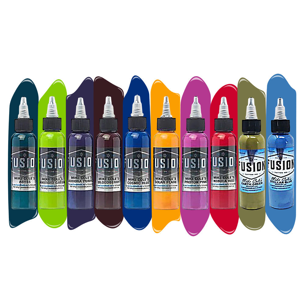 Mike Cole 10-Color Palette Signature Set — Fusion Tattoo Ink — 1oz