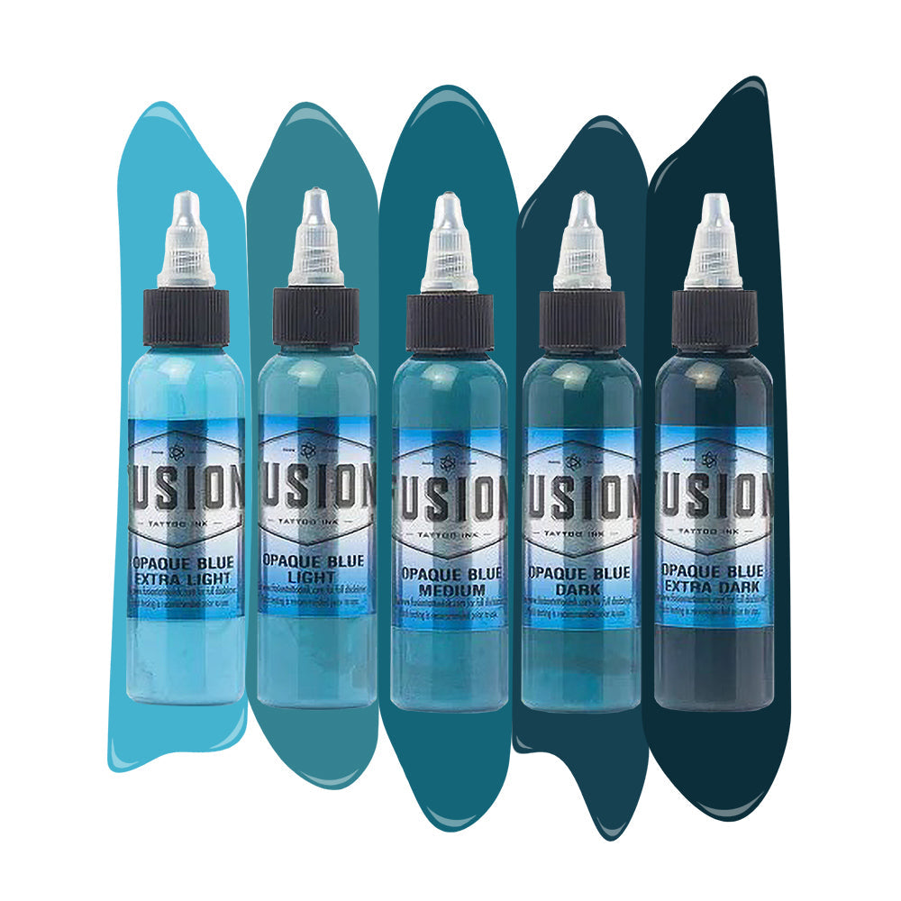 Opaque Blue 5-Color Set – Fusion Tattoo Ink – 1oz
