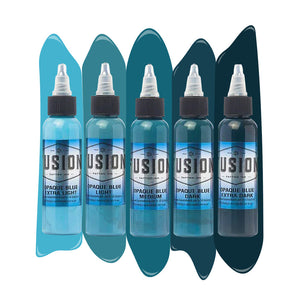 Opaque Blue 5-Color Set – Fusion Tattoo Ink – 1oz