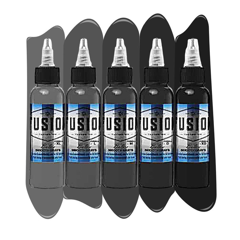 Bolo Smooth Gray 5-Color Palette Signature Set — Fusion Tattoo Ink — 1oz