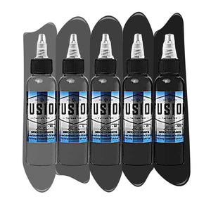 Bolo Smooth Gray 5-Color Palette Signature Set — Fusion Tattoo Ink — 1oz