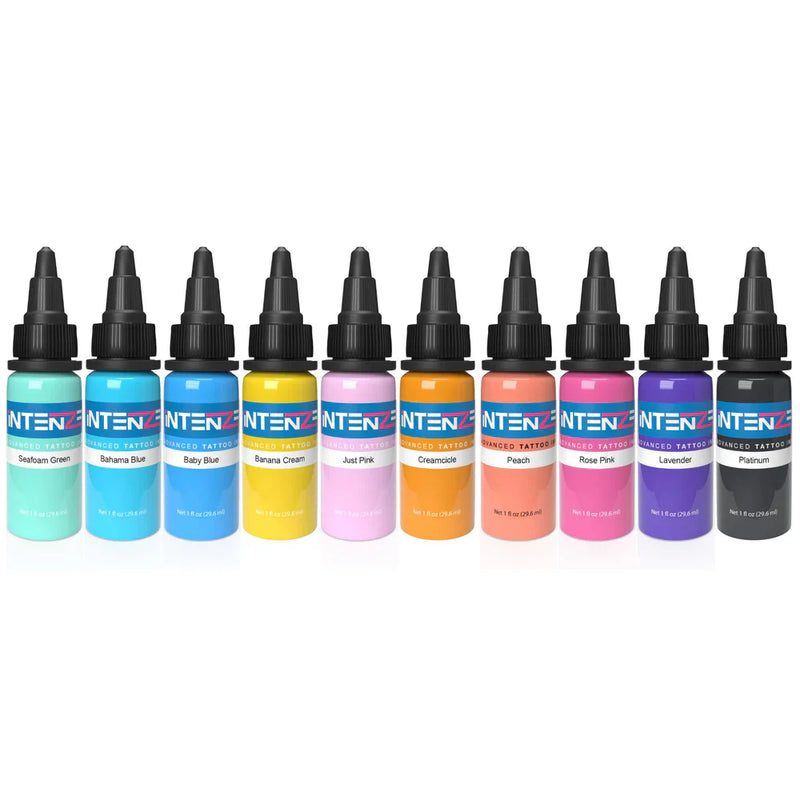 Pastel 1/2oz Color Set - Intenze Tattoo Ink - 10 Bottles