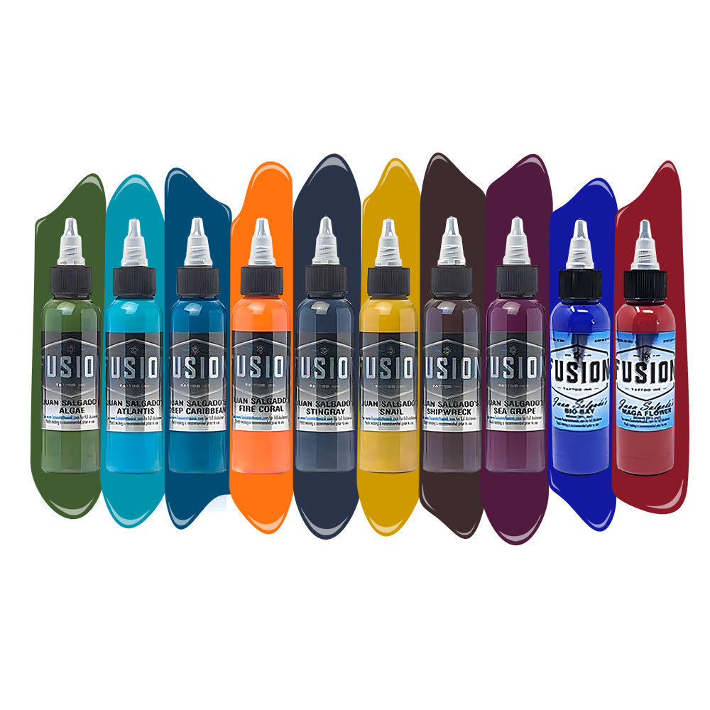 Juan Salgado 10-Color Palette Signature Set — Fusion Tattoo Ink — 1oz