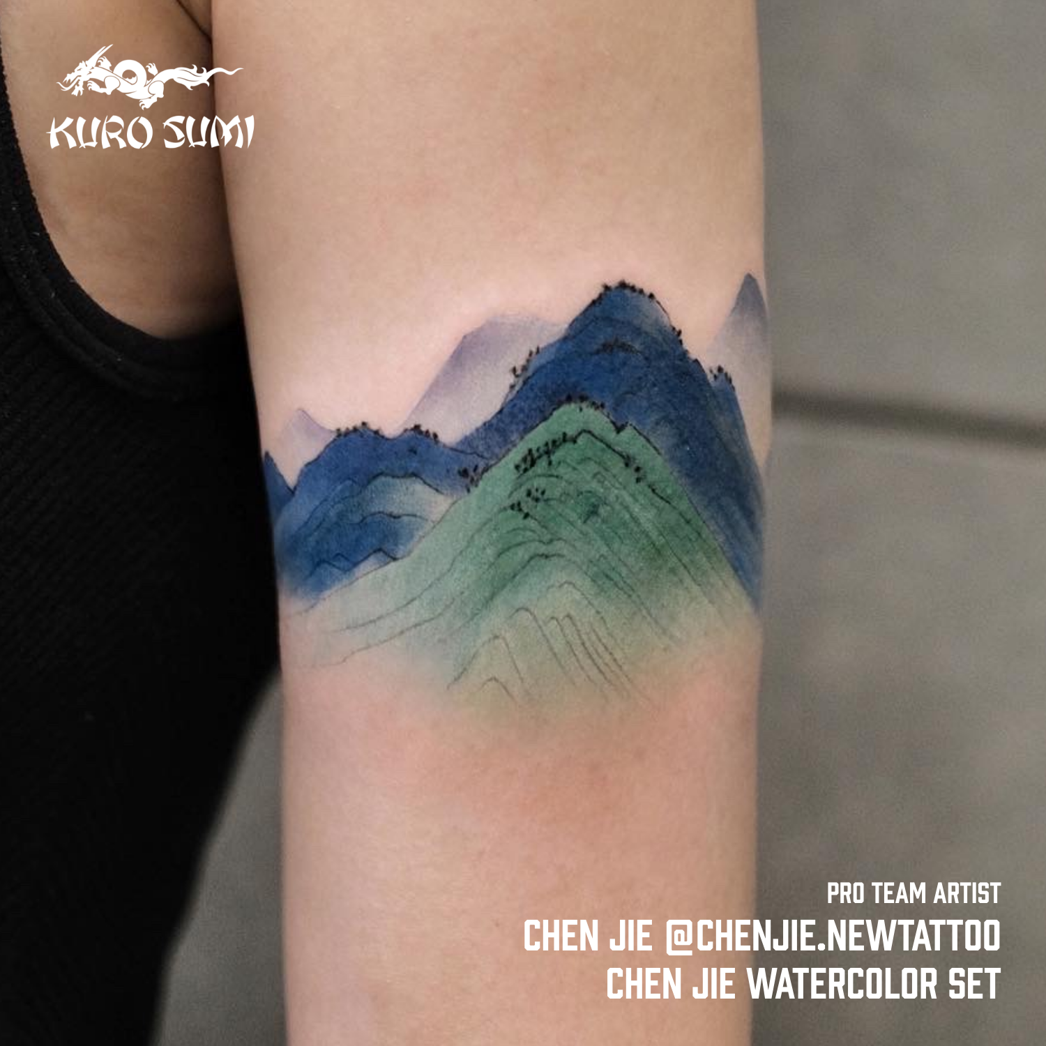 Chen Jie Watercolor Set — Kuro Sumi Tattoo Ink — 6 1.5oz Bottles