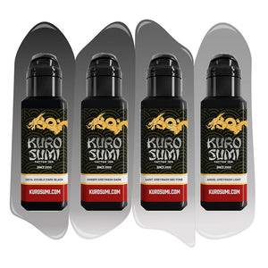 4 Bottle Zhang Po Shading Set — Kuro Sumi Tattoo Ink — Pick Size