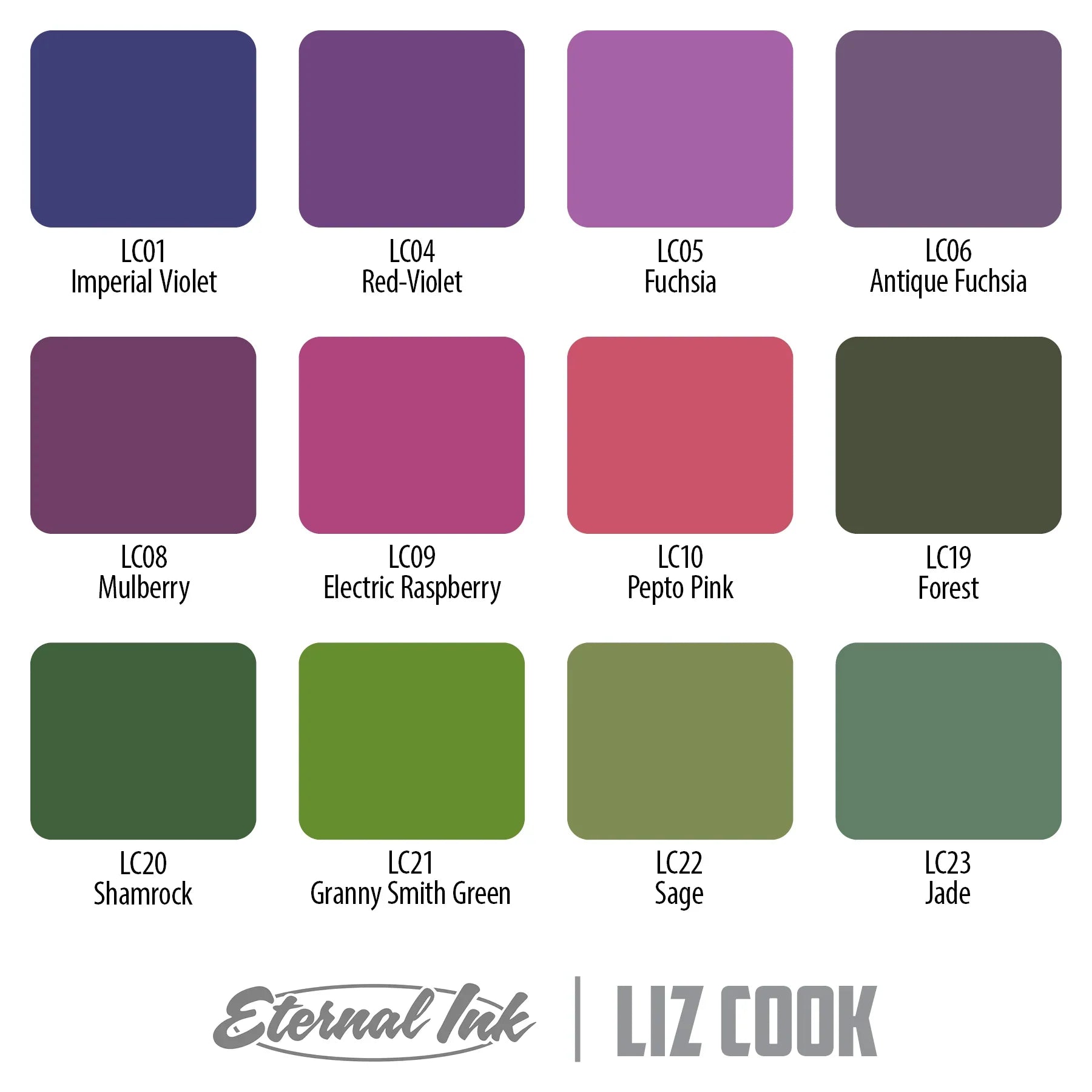 Liz Cook Signature Series Set of 12 — 1oz Bottles — Eternal Tattoo Ink