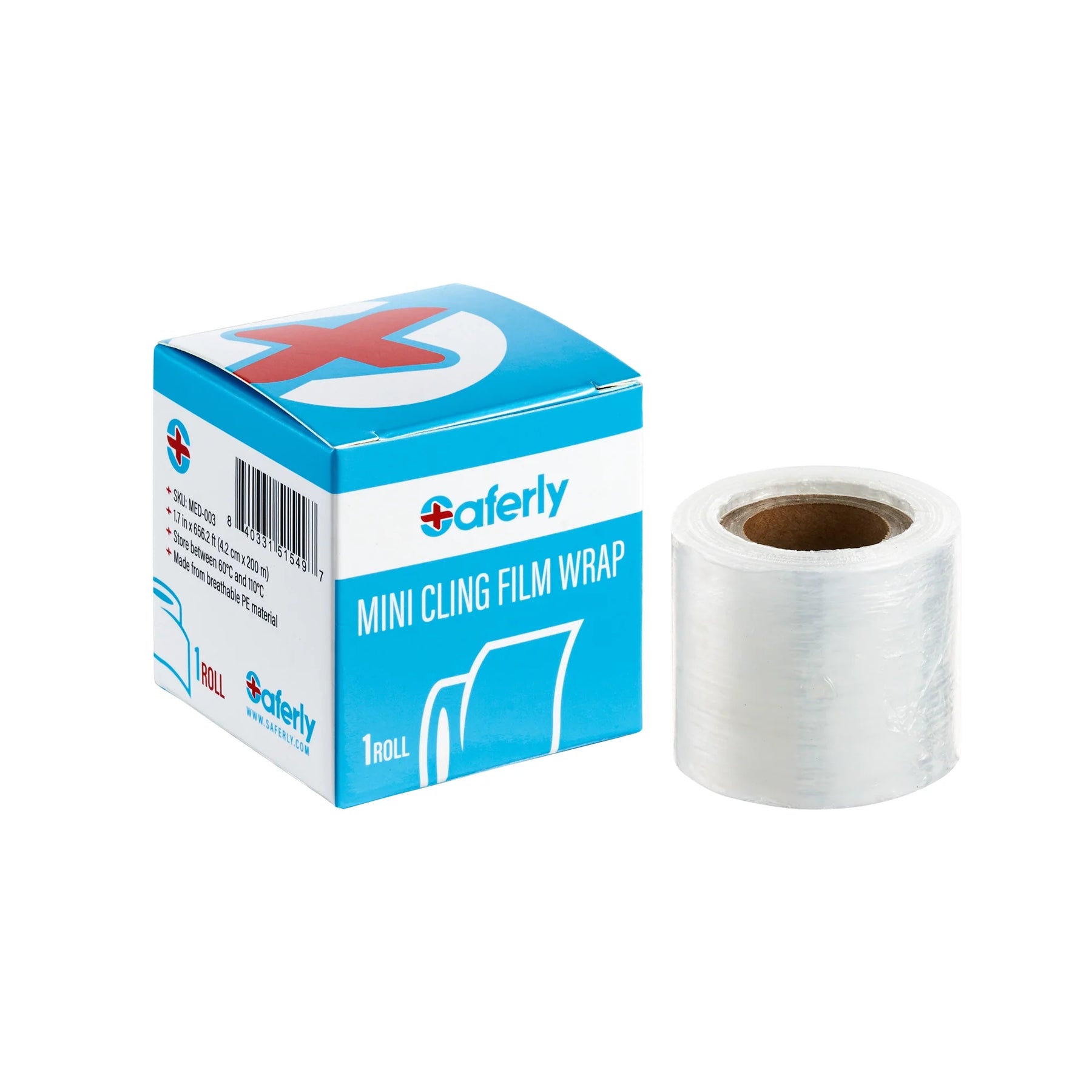 Saferly Medical Mini Cling Film Wrap — 4.2cm x 200m Roll