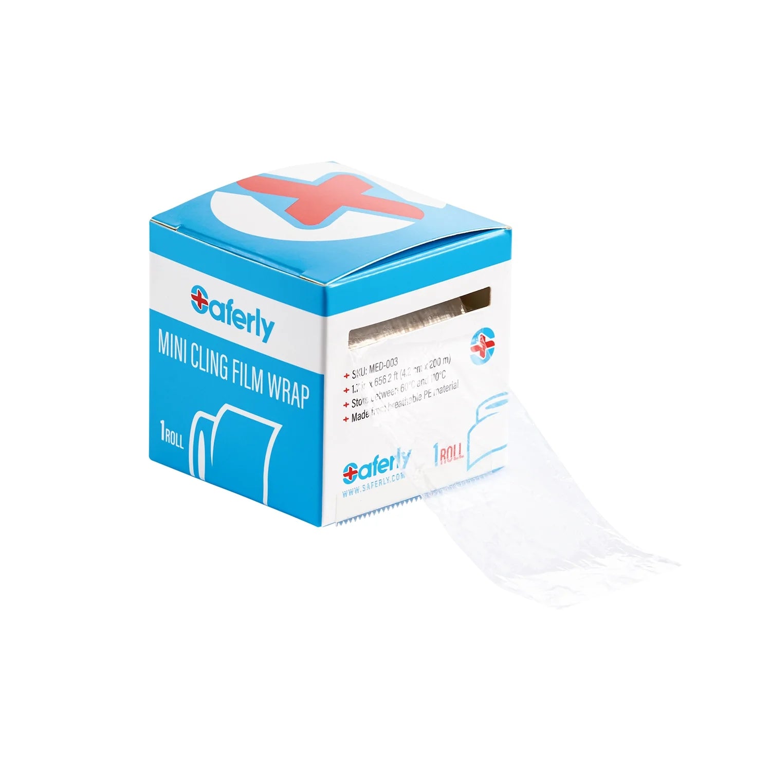 Saferly Medical Mini Cling Film Wrap — 4.2cm x 200m Roll