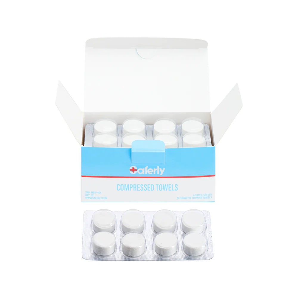 Saferly Lustra Compressed Towels — Box of 32