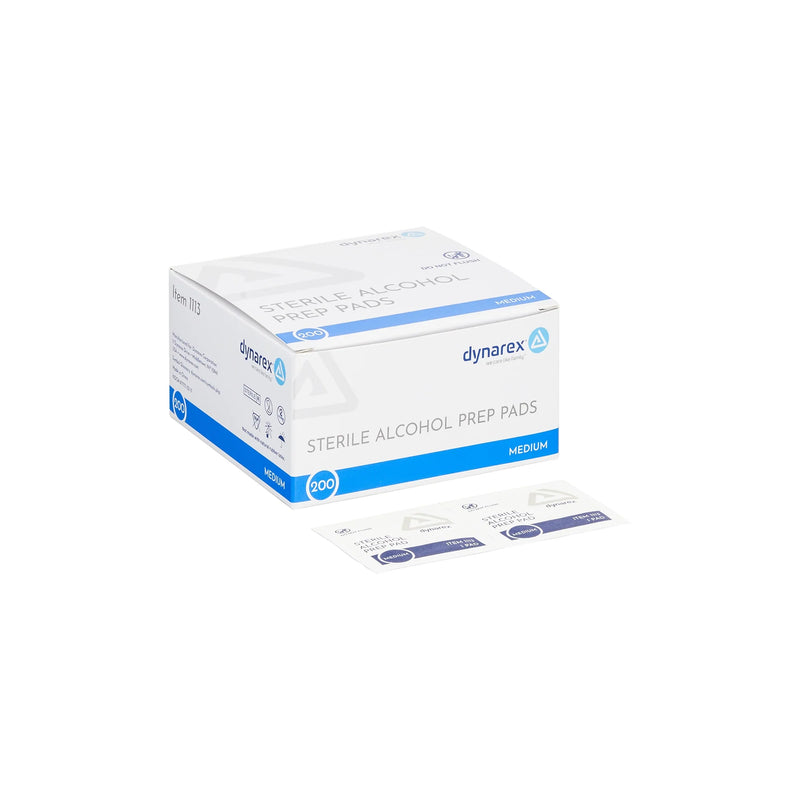 Dynarex Alcohol Prep Pads — Medium — Box of 200