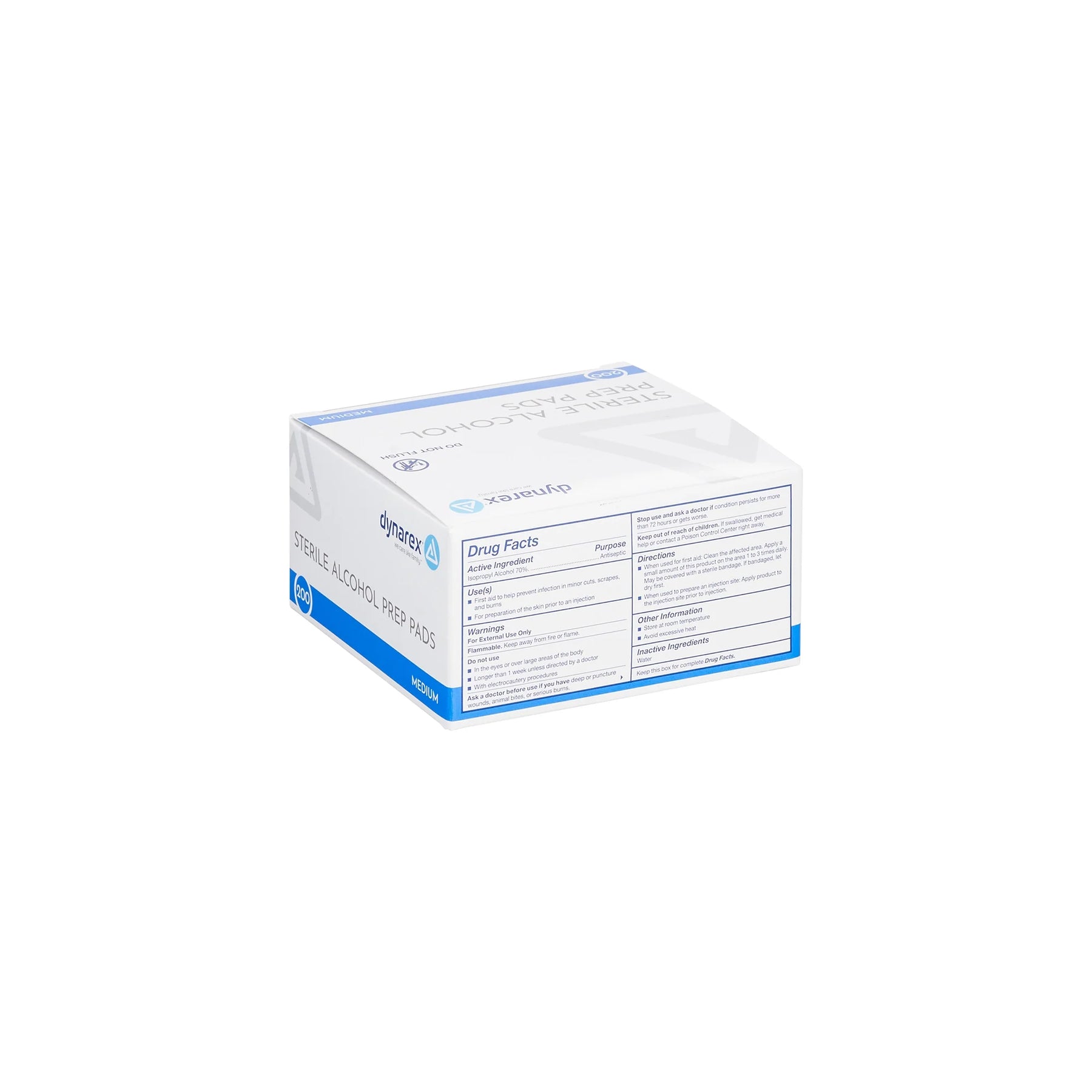 Dynarex Alcohol Prep Pads — Medium — Box of 200