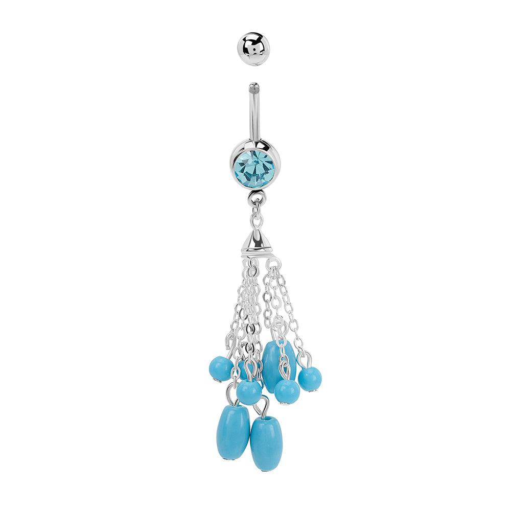 14g 7/16” Cascading Turquoise Dangle Belly Button Ring