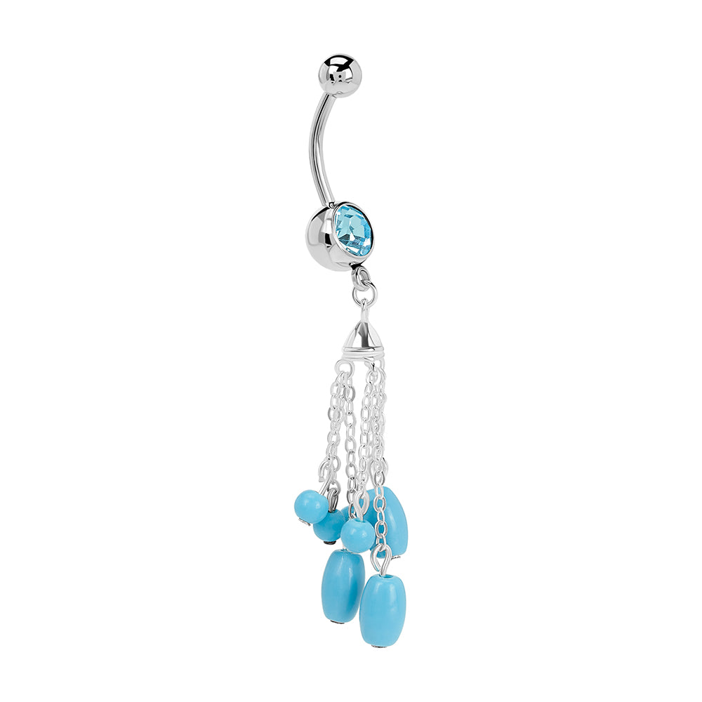 14g 7/16” Cascading Turquoise Dangle Belly Button Ring