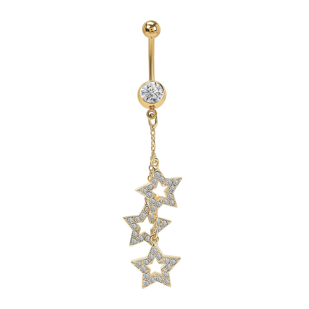 14g 7/16” PVD Gold Starfall Dangle Belly Button Ring