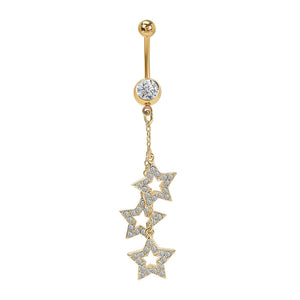 14g 7/16” PVD Gold Starfall Dangle Belly Button Ring