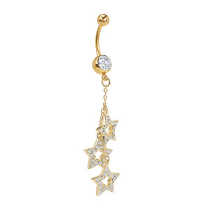 14g 7/16” PVD Gold Starfall Dangle Belly Button Ring