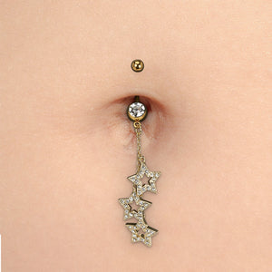 14g 7/16” PVD Gold Starfall Dangle Belly Button Ring