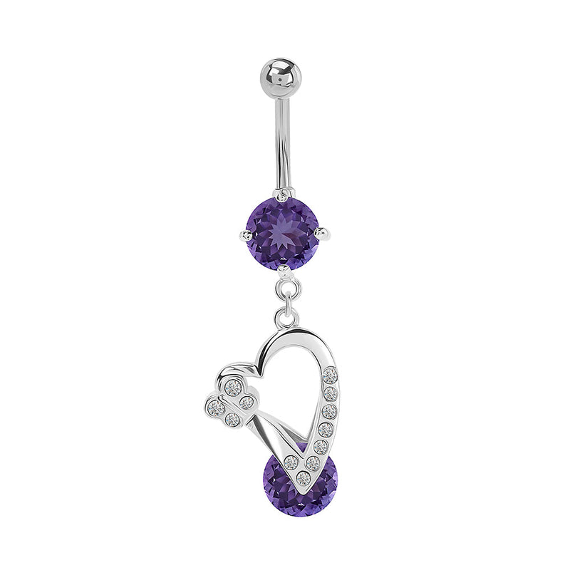 14g 7/16” Royal Flutter Heart Dangle Belly Button Ring