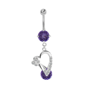 14g 7/16” Royal Flutter Heart Dangle Belly Button Ring