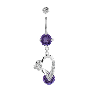14g 7/16” Royal Flutter Heart Dangle Belly Button Ring