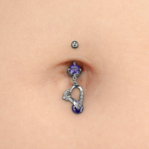 14g 7/16” Royal Flutter Heart Dangle Belly Button Ring