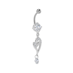 14g 3/8” Crystal Love Dangle Belly Button Ring