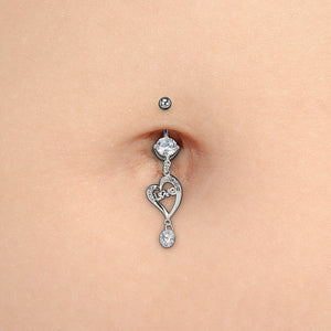 14g 3/8” Crystal Love Dangle Belly Button Ring