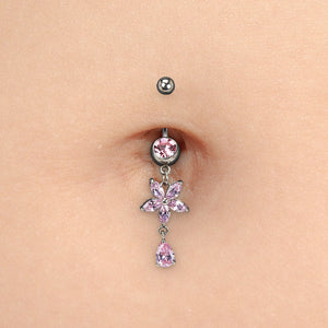 14g 7/16" Flower Dangle Tear Drop Navel Jewelry