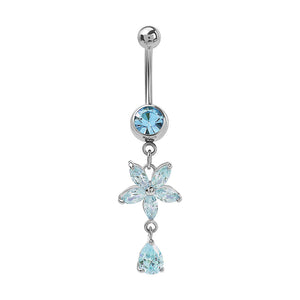 14g 7/16" Flower Dangle Tear Drop Navel Jewelry