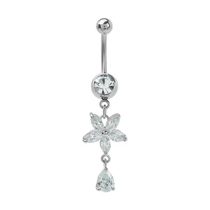 14g 7/16" Flower Dangle Tear Drop Navel Jewelry