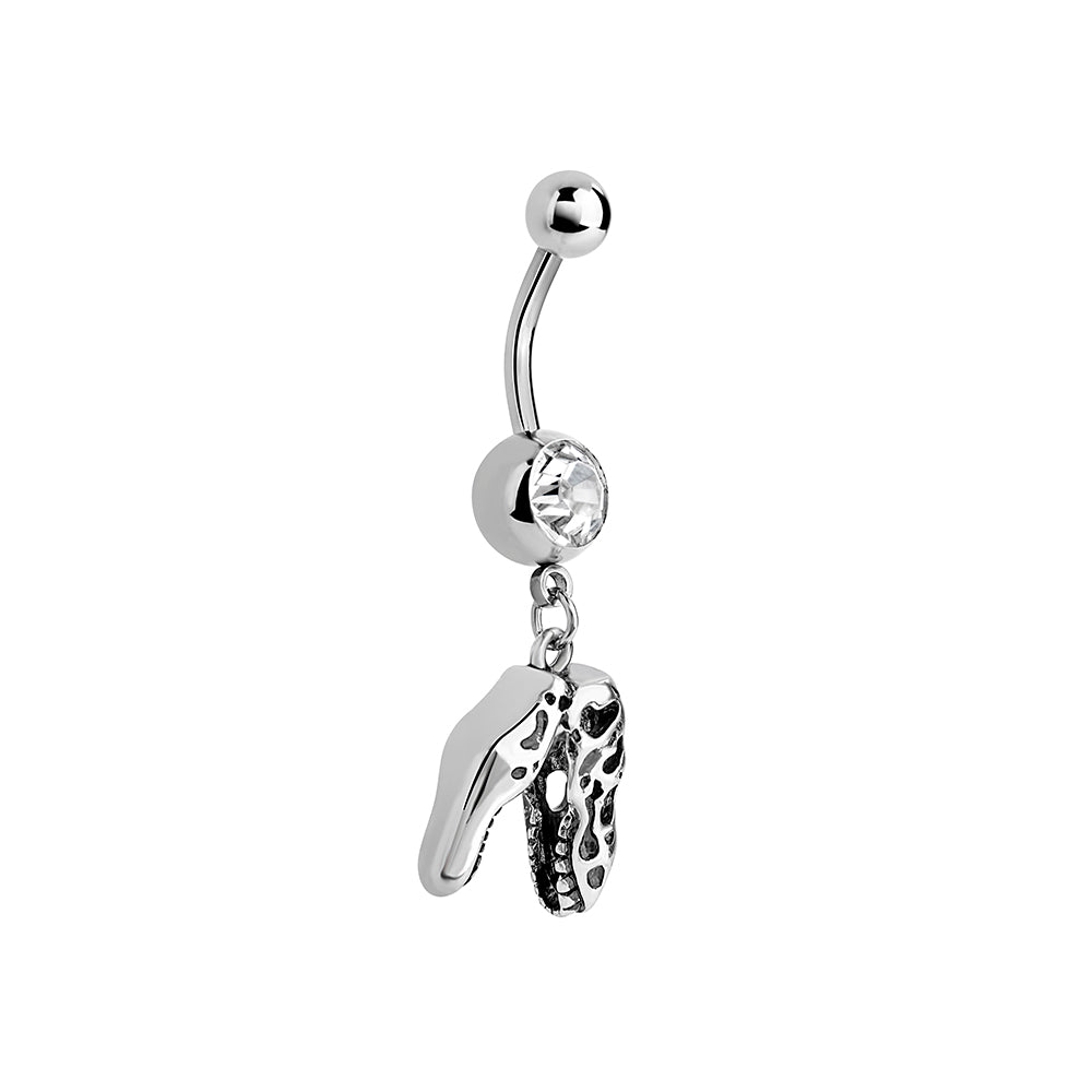14g 3/8” T-Rex Skull Dangle Belly Button Ring