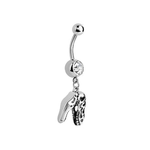 14g 3/8” T-Rex Skull Dangle Belly Button Ring