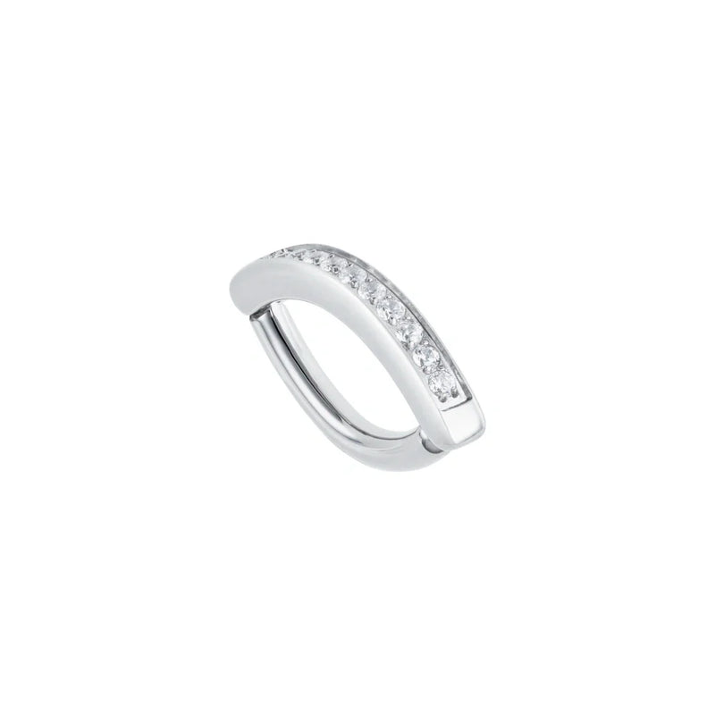 Tilum 14g Titanium Crescent Curve Jeweled Navel Clicker