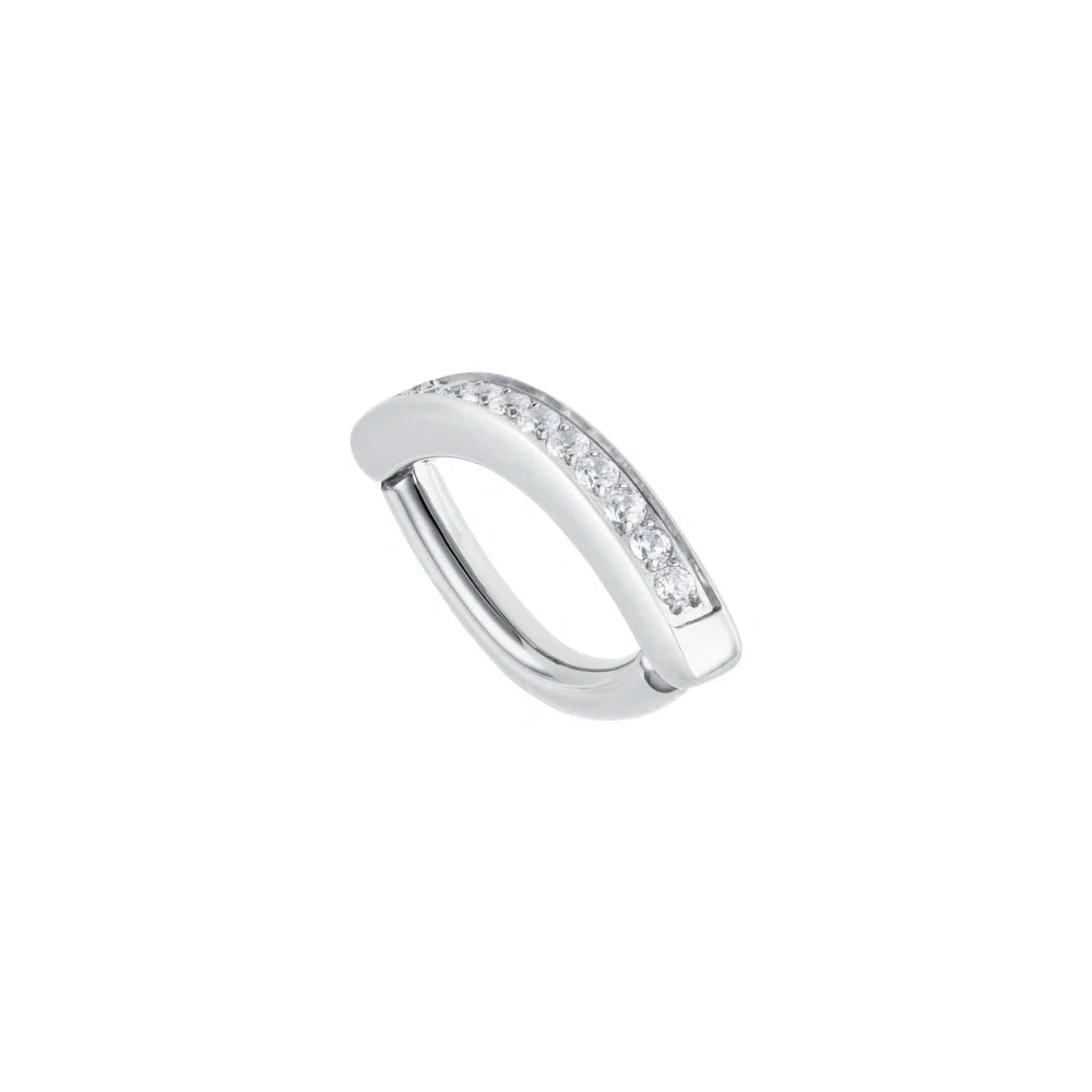 Tilum 14g Titanium Crescent Curve Jeweled Navel Clicker