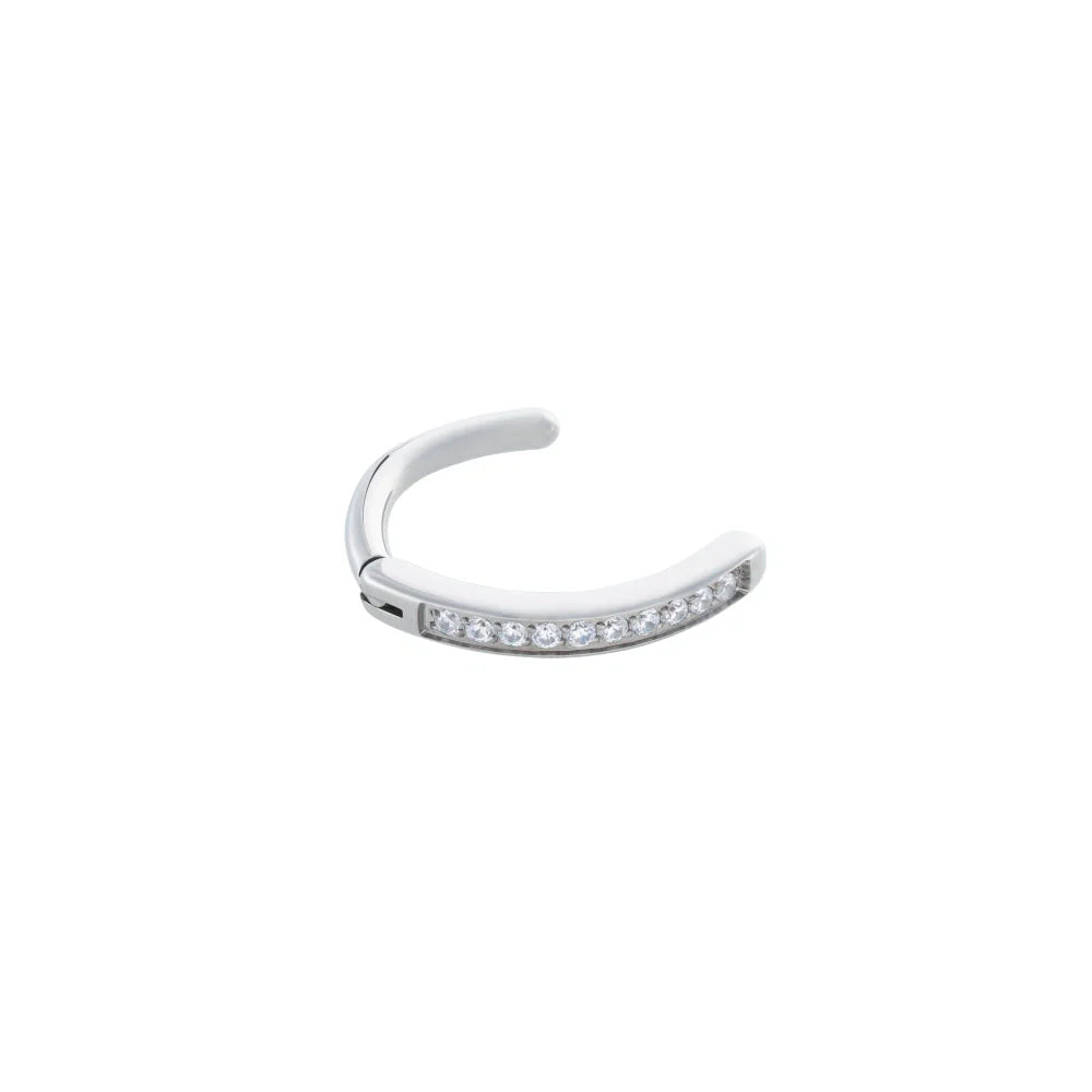 Tilum 14g Titanium Crescent Curve Jeweled Navel Clicker