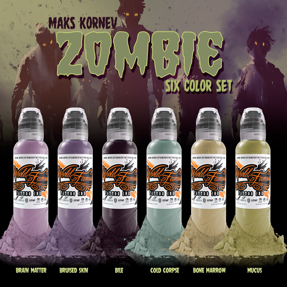 6 Bottle Mak's Zombie Set — World Famous Tattoo Ink — Pick Size