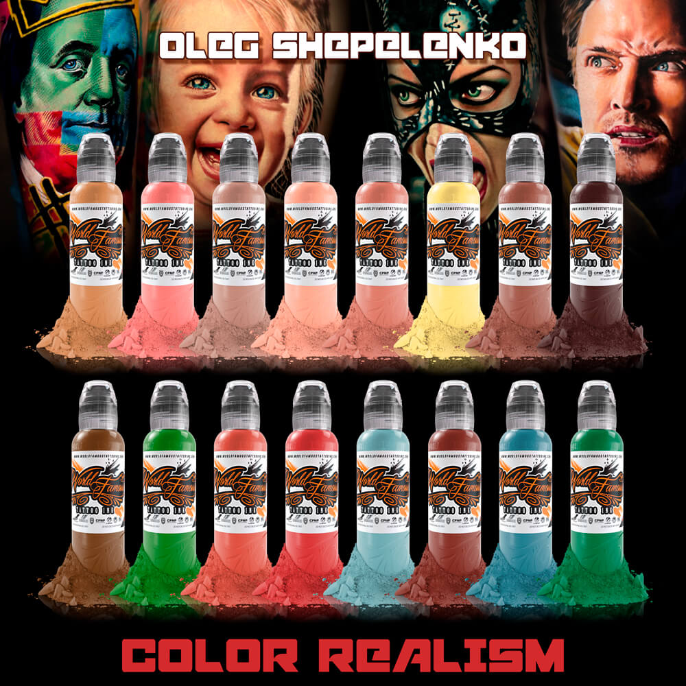 16 Color Oleg Shepelenko Set — World Famous Tattoo Ink — 1oz