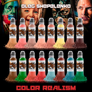 16 Color Oleg Shepelenko Set — World Famous Tattoo Ink — 1oz