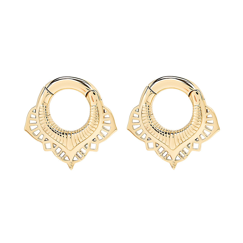 PVD Gold Stainless Steel Lotus Flower Clicker Ear Weights — Price Per 2