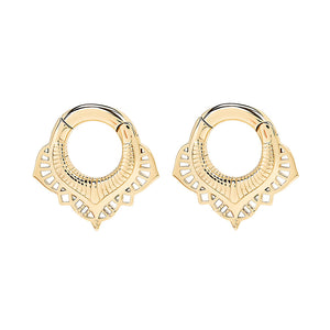 PVD Gold Stainless Steel Lotus Flower Clicker Ear Weights — Price Per 2