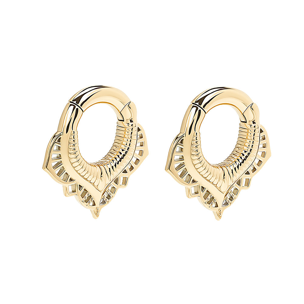 PVD Gold Stainless Steel Lotus Flower Clicker Ear Weights — Price Per 2