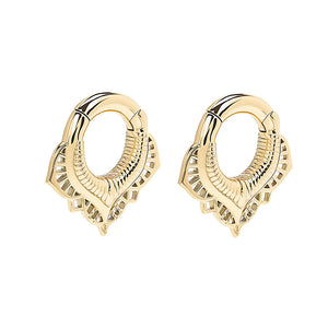 PVD Gold Stainless Steel Lotus Flower Clicker Ear Weights — Price Per 2