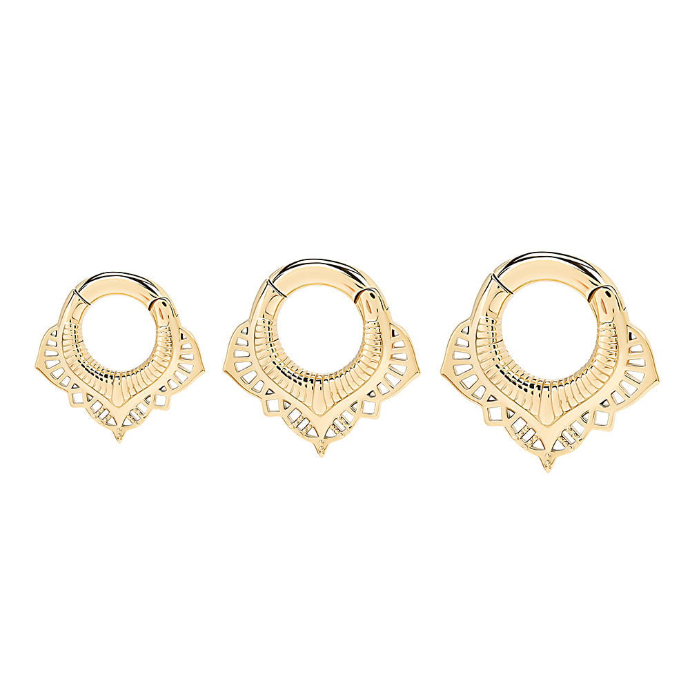 PVD Gold Stainless Steel Lotus Flower Clicker Ear Weights — Price Per 2