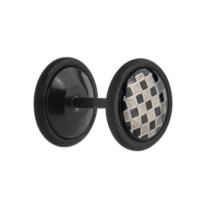 CHECKERS on Black Fake Illusion Piercing Plug - 16g thin post - Price Per 1