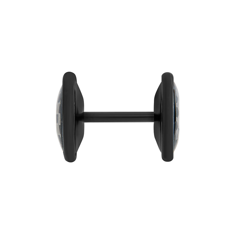 CHECKERS on Black Fake Illusion Piercing Plug - 16g thin post - Price Per 1