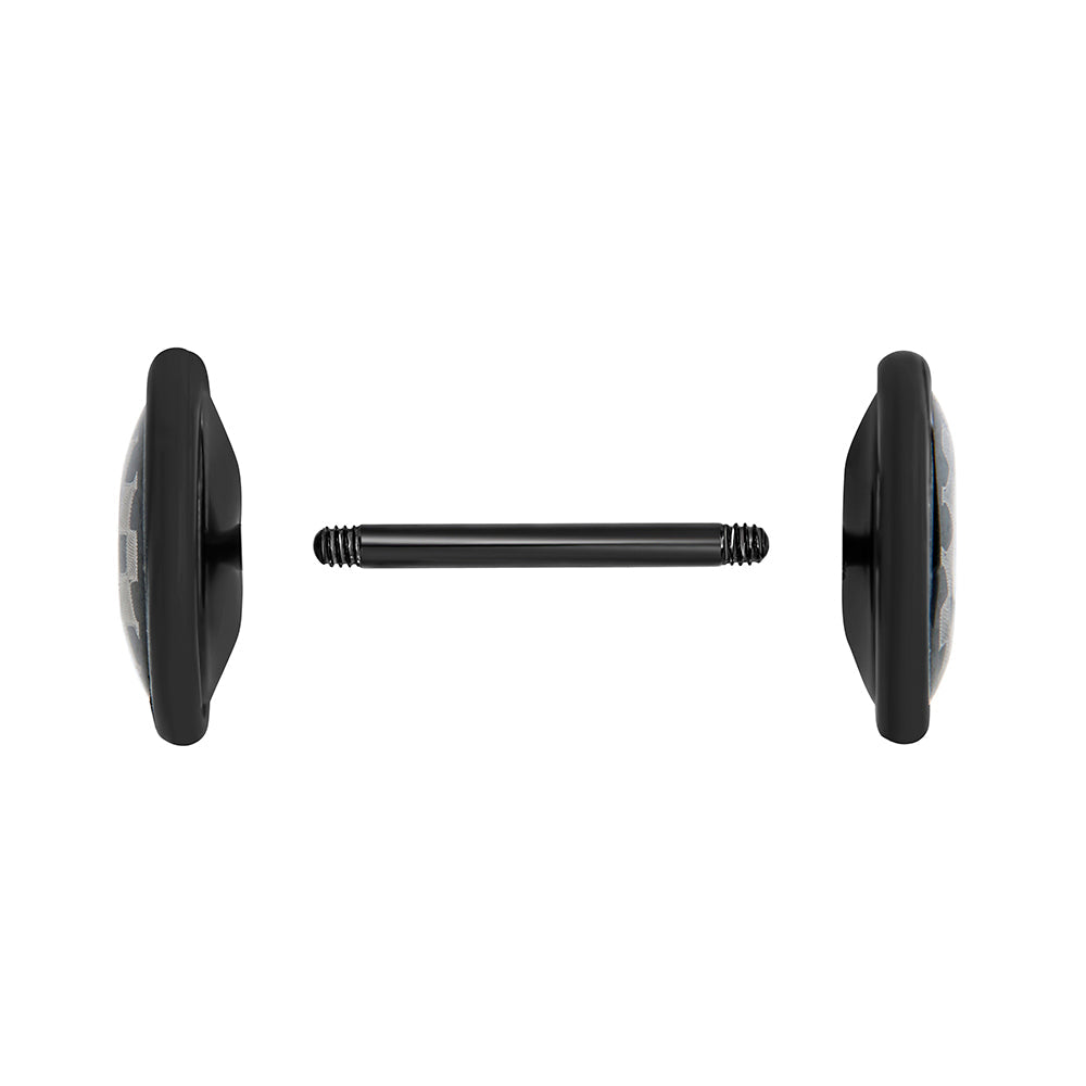 CHECKERS on Black Fake Illusion Piercing Plug - 16g thin post - Price Per 1