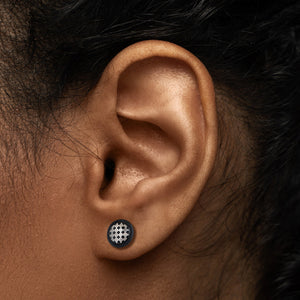 CHECKERS on Black Fake Illusion Piercing Plug - 16g thin post - Price Per 1