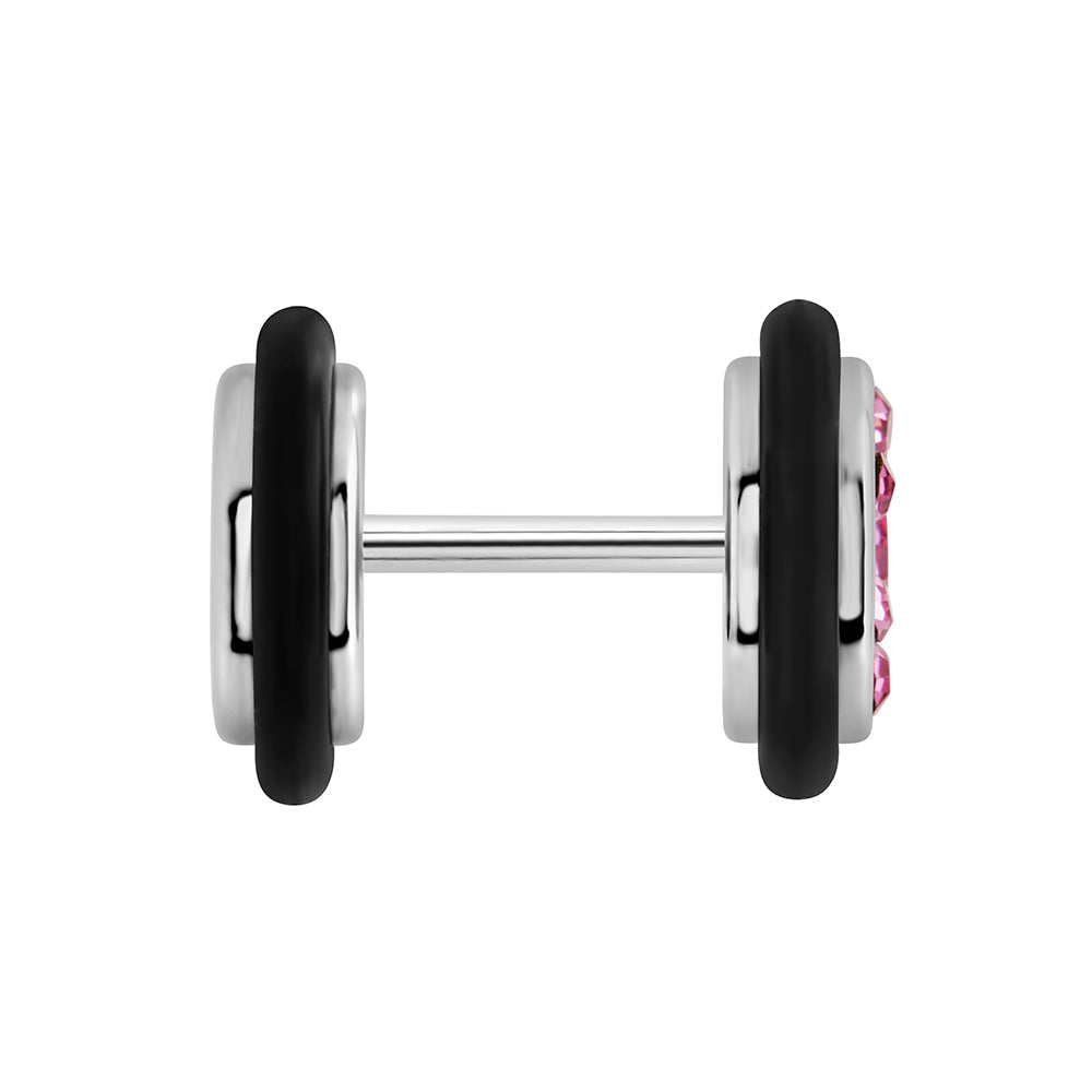 FAKE PLUG 9 Stone Pink BLING Fake Piercing - 16g thin post - Price Per 1