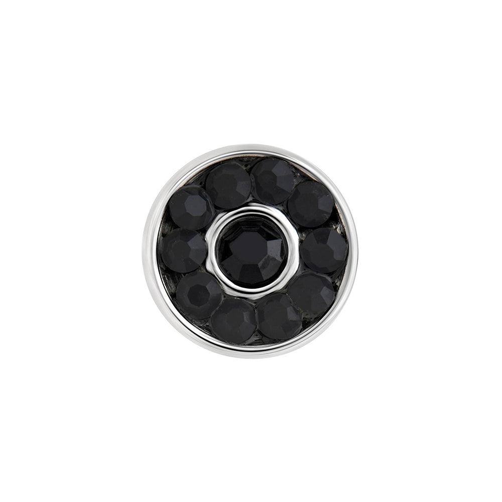 FAKE PLUG 12 Stone Black BLING Fake Piercing - 16g thin post - Price Per 1